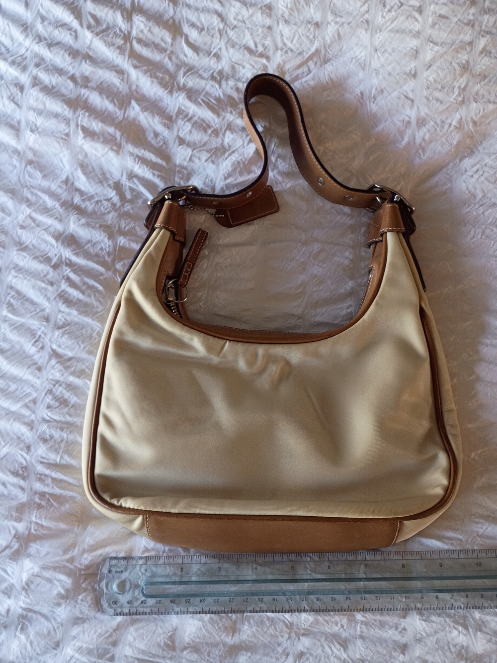 Coach Beige Mini Shoulder Bag with Tan Trim - Picture 3 of 8